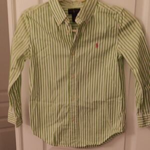 Ralph Lauren Green Button Down Shirt with Stripes